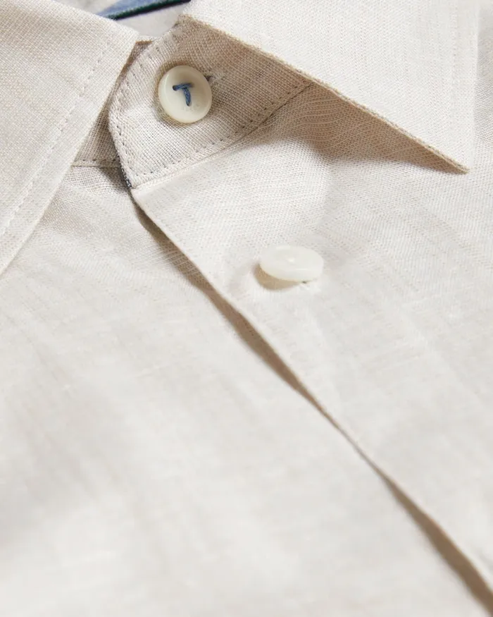 Men PALOMAS 8211 Short Sleeve Linen Cotton Shirt Stone Ted Baker Shirts Men PALOMAS 8211 Short Sleeve Linen Cotton Shirt Stone Ted Baker Shirts