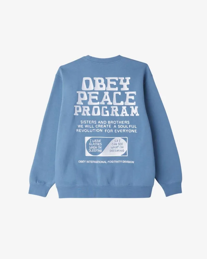Men PEACE PROGRAM CREWNECK Coronet Blue OBEY Clothing SWEATSHIRTS