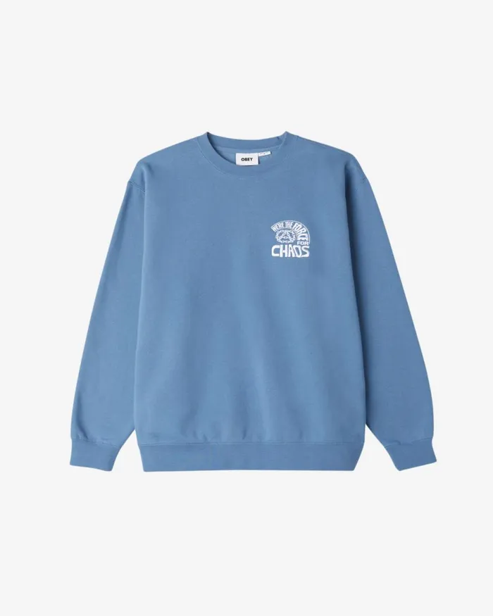 Men PEACE PROGRAM CREWNECK Coronet Blue OBEY Clothing SWEATSHIRTS