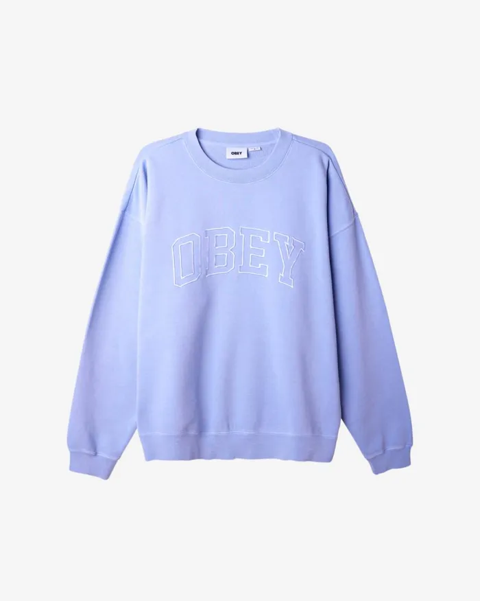 Men PIGMENT COLLEGIATE EXTRAHEAVY CREWNECK Pigment Hydrangea OBEY Clothing SWEATSHIRTS