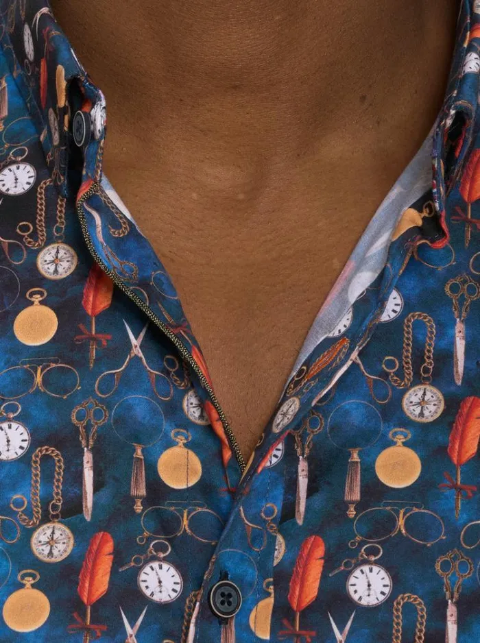 Men POCKETWATCH SHORT SLEEVE BUTTON DOWN SHIRT Multi Robert Graham Button Down Shirts