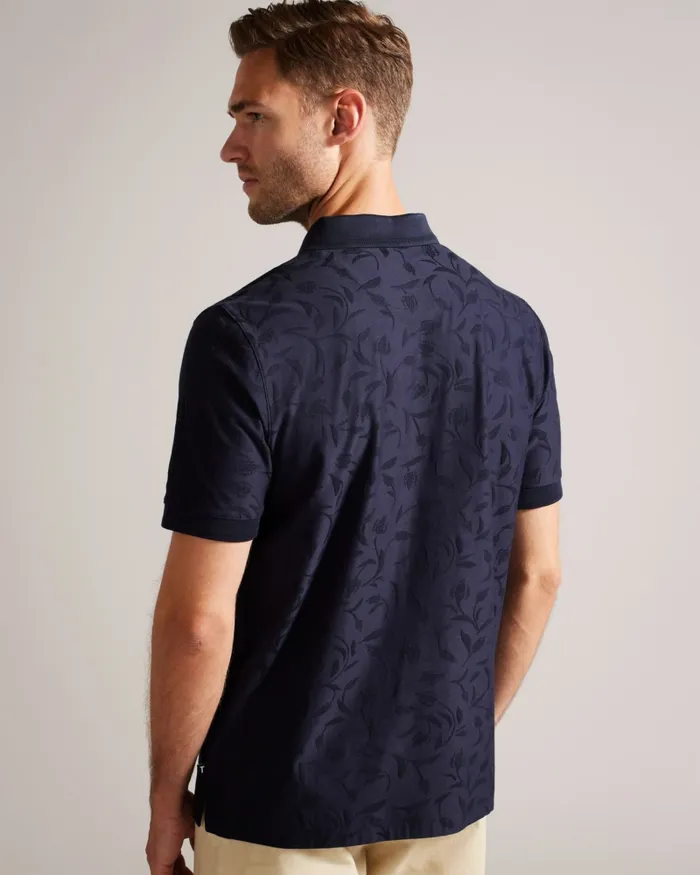 Men POLENN 8211 Tulip Textured Zip Polo Shirt Navy Ted Baker Polo Shirts Men POLENN 8211 Tulip Textured Zip Polo Shirt Navy Ted Baker Polo Shirts