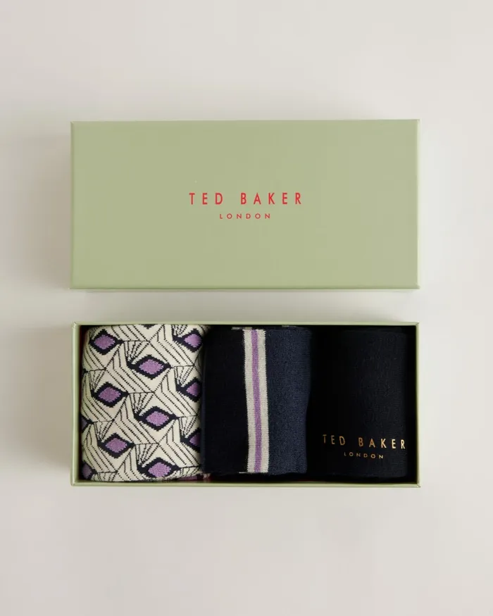 Men PURPAK 8211 Three Pack Of Assorted Cotton Socks Assorted Ted Baker Socks Men PURPAK 8211 Three Pack Of Assorted Cotton Socks Assorted Ted Baker Socks