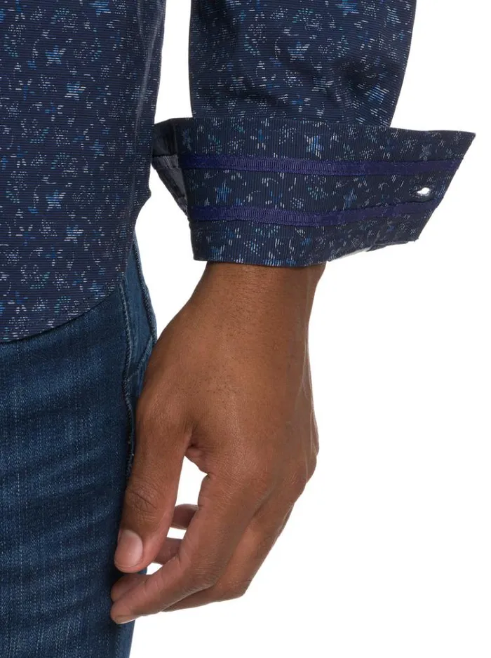 Men SCHNEIDER LONG SLEEVE KNIT SHIRT Navy Robert Graham Button Down Shirts