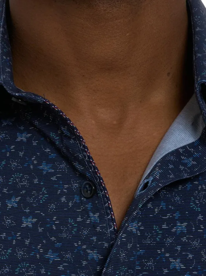 Men SCHNEIDER LONG SLEEVE KNIT SHIRT Navy Robert Graham Button Down Shirts