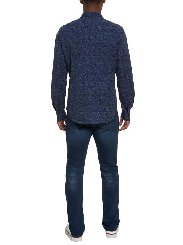 Men SCHNEIDER LONG SLEEVE KNIT SHIRT Navy Robert Graham Button Down Shirts