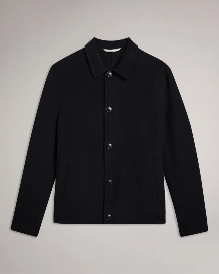 Men SHARPOW 8211 Wool Blend Collared Jacket Navy Ted Baker Coats and Jackets