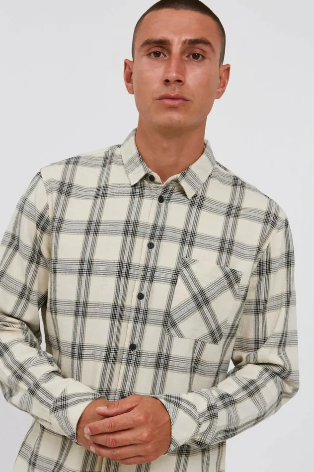 Men Shirts Blend Long Sleeved Shirt Oyster Gray