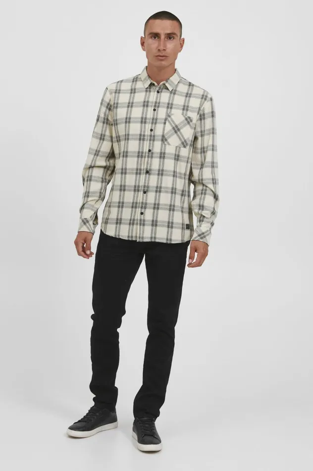 Men Shirts Blend Long Sleeved Shirt Oyster Gray