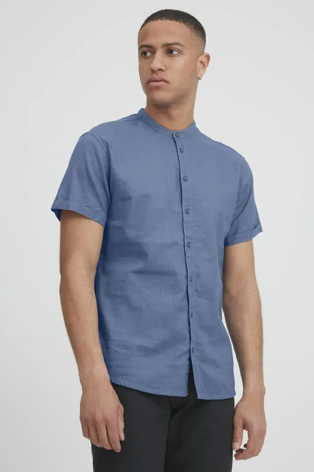 Men Shirts Blend Shirt With Short Sleev Moonlight Blue