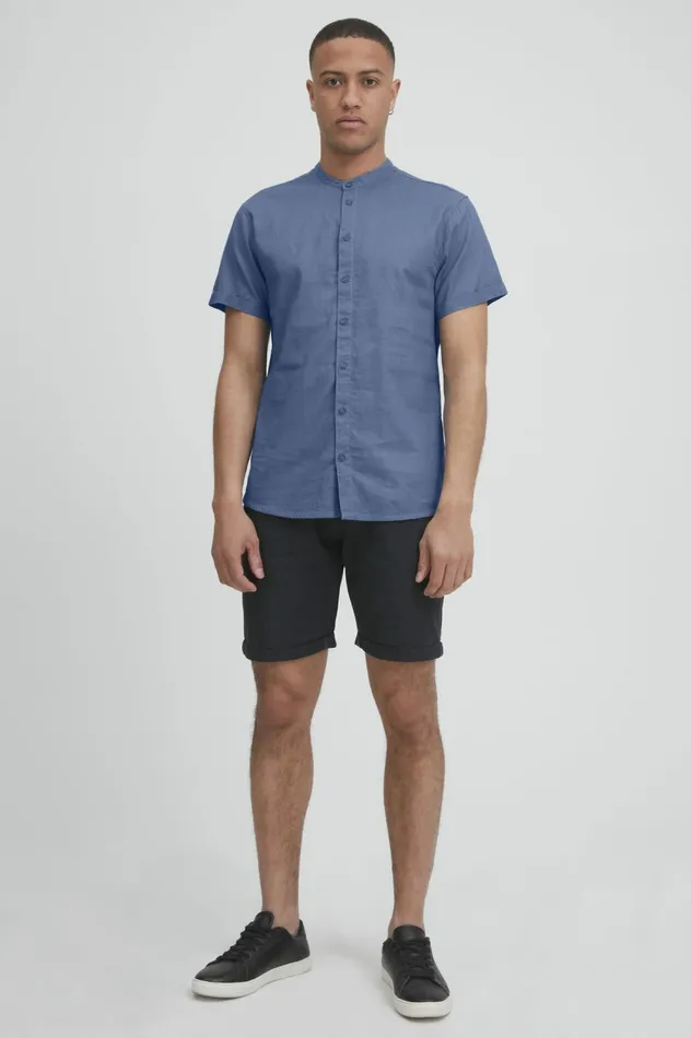 Men Shirts Blend Shirt With Short Sleev Moonlight Blue