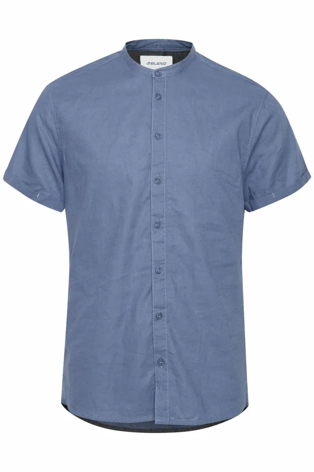 Men Shirts Blend Shirt With Short Sleev Moonlight Blue