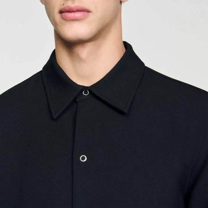 Men Shirts SANDRO Longsleeved Jersey Shirt Black