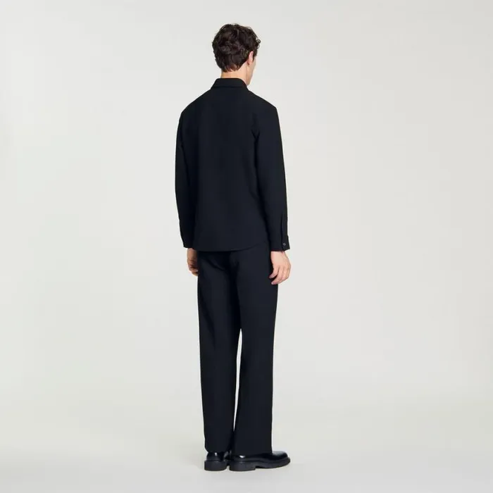 Men Shirts SANDRO Longsleeved Jersey Shirt Black