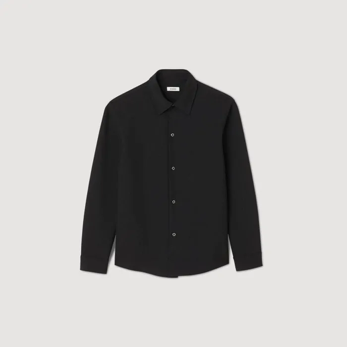 Men Shirts SANDRO Longsleeved Jersey Shirt Black
