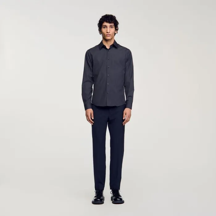 Men Shirts SANDRO Longsleeved Shirt Charcoal Grey