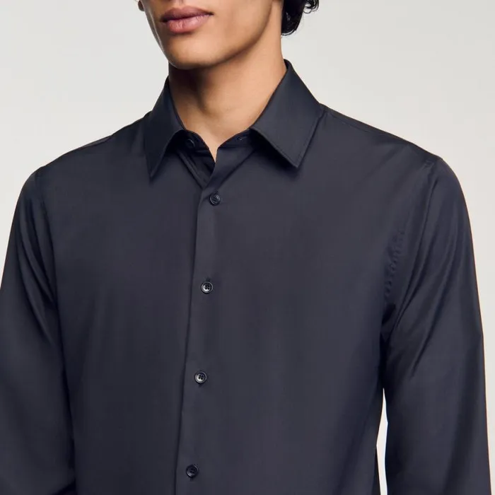 Men Shirts SANDRO Longsleeved Shirt Charcoal Grey
