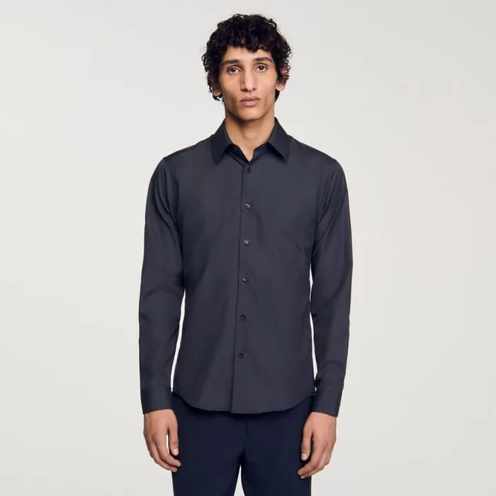 Men Shirts SANDRO Longsleeved Shirt Charcoal Grey