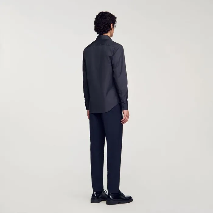 Men Shirts SANDRO Longsleeved Shirt Charcoal Grey