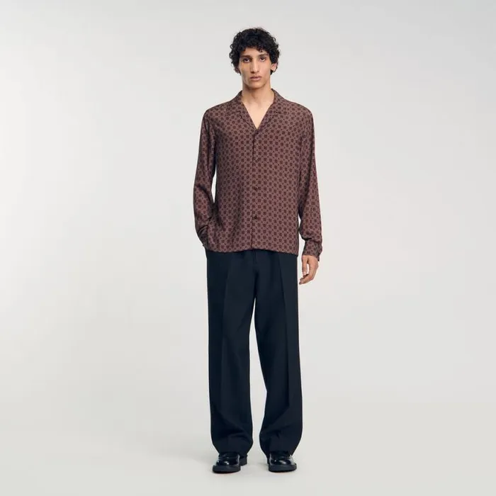 Men Shirts SANDRO Loosefit Shirt Brown