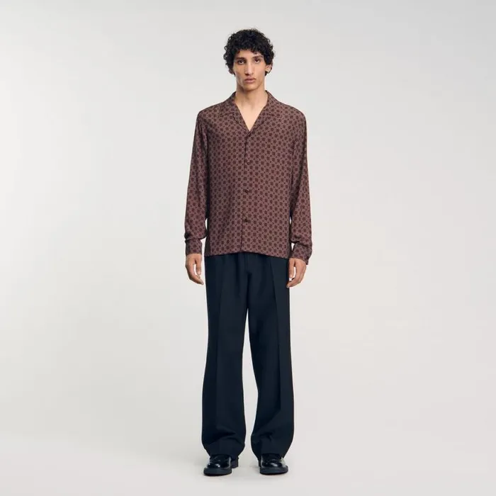 Men Shirts SANDRO Loosefit Shirt Brown
