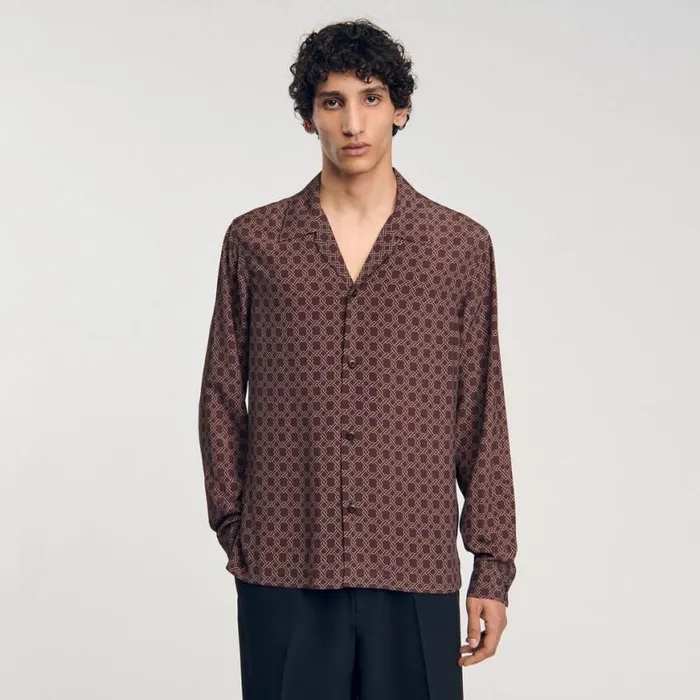 Men Shirts SANDRO Loosefit Shirt Brown