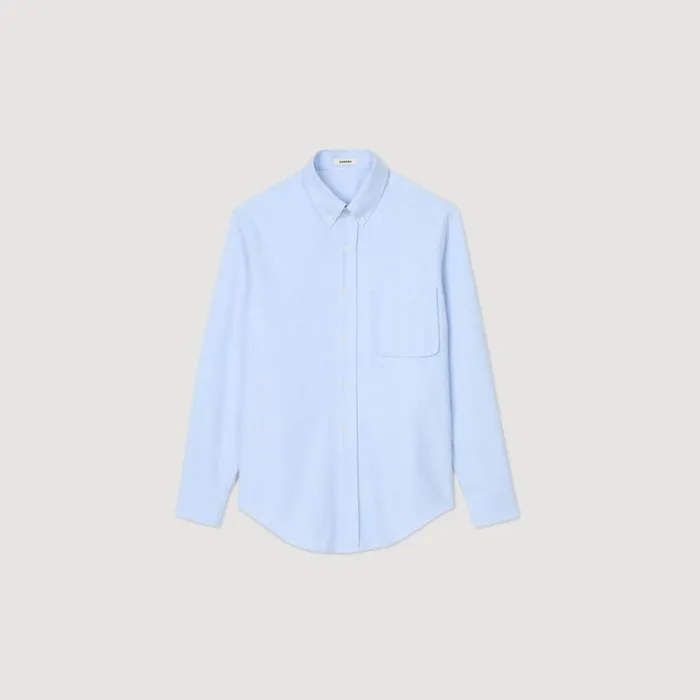 Men Shirts SANDRO Oxford Flannel Shirt Sky Blue
