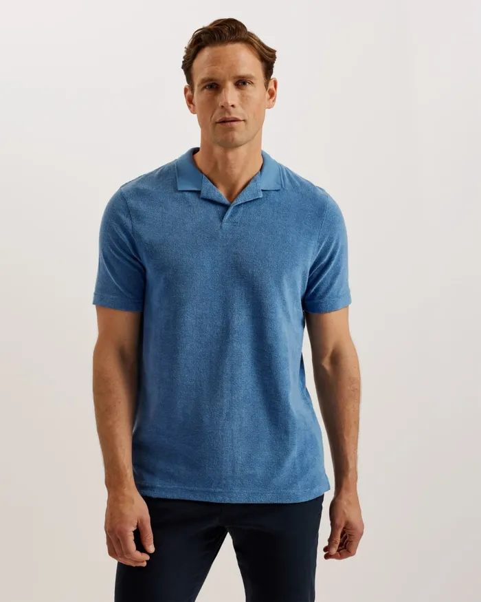 Men SNDBANK 8211 Towelling Revere Collar Polo Shirt Medium Blue Ted Baker Polo Shirts Men SNDBANK 8211 Towelling Revere Collar Polo Shirt Medium Blue Ted Baker Polo Shirts