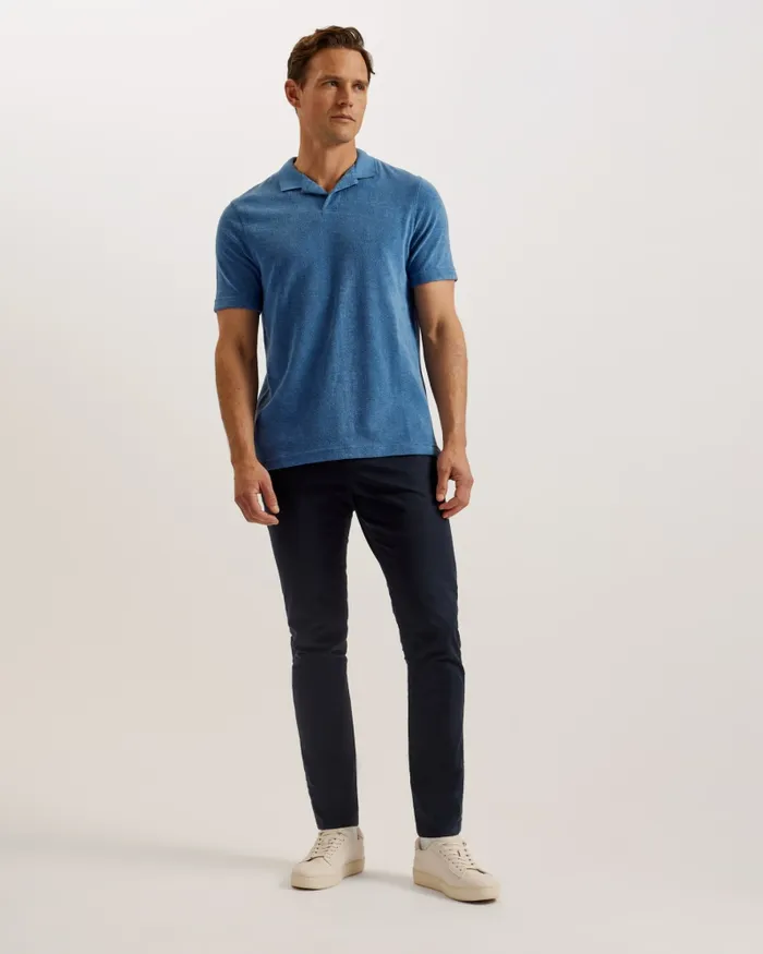 Men SNDBANK 8211 Towelling Revere Collar Polo Shirt Medium Blue Ted Baker Polo Shirts Men SNDBANK 8211 Towelling Revere Collar Polo Shirt Medium Blue Ted Baker Polo Shirts