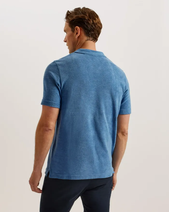 Men SNDBANK 8211 Towelling Revere Collar Polo Shirt Medium Blue Ted Baker Polo Shirts Men SNDBANK 8211 Towelling Revere Collar Polo Shirt Medium Blue Ted Baker Polo Shirts