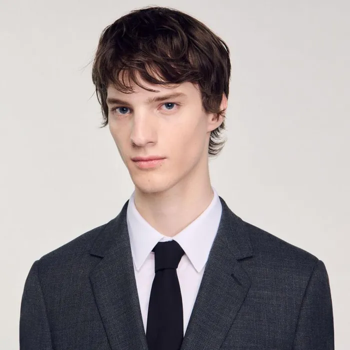 Men Suits and Blazers SANDRO Wool Suit Jacket Mocked Grey