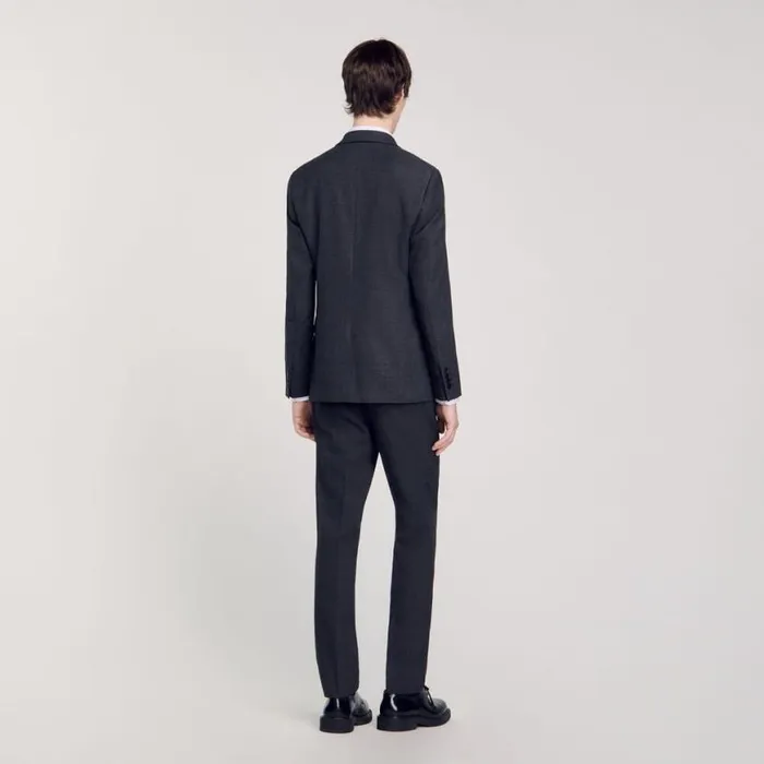 Men Suits and Blazers SANDRO Wool Suit Jacket Mocked Grey