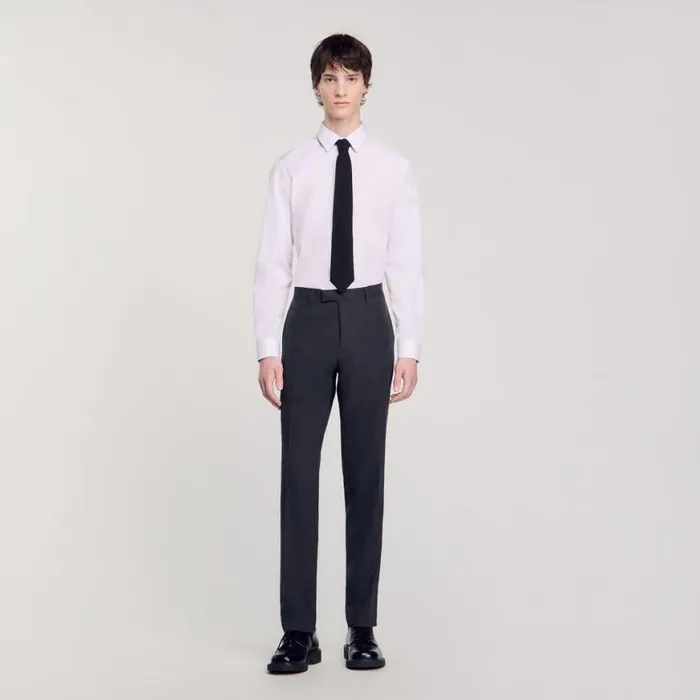 Men Suits and Blazers SANDRO Wool Suit Pants Mocked Grey