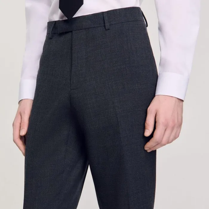 Men Suits and Blazers SANDRO Wool Suit Pants Mocked Grey