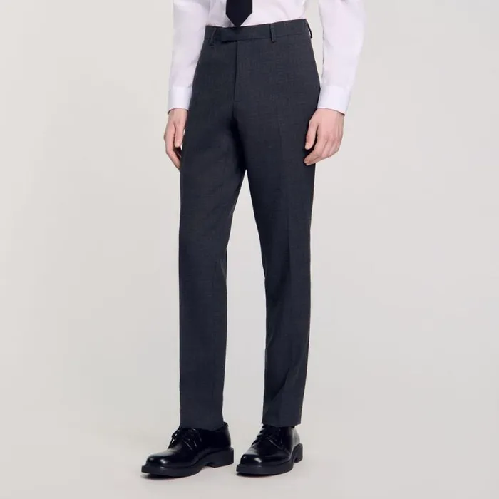 Men Suits and Blazers SANDRO Wool Suit Pants Mocked Grey
