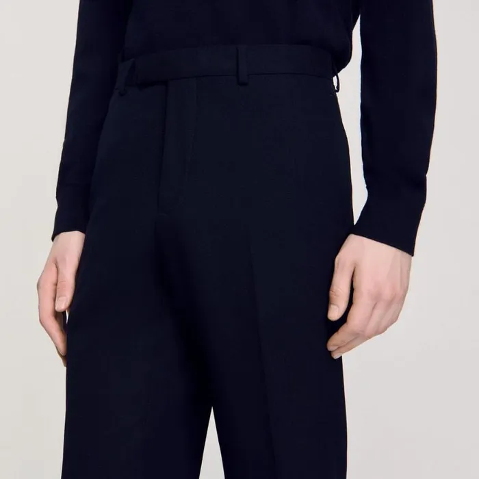 Men Suits and Blazers SANDRO Wool Suit Pants Navy Blue