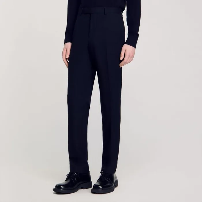 Men Suits and Blazers SANDRO Wool Suit Pants Navy Blue
