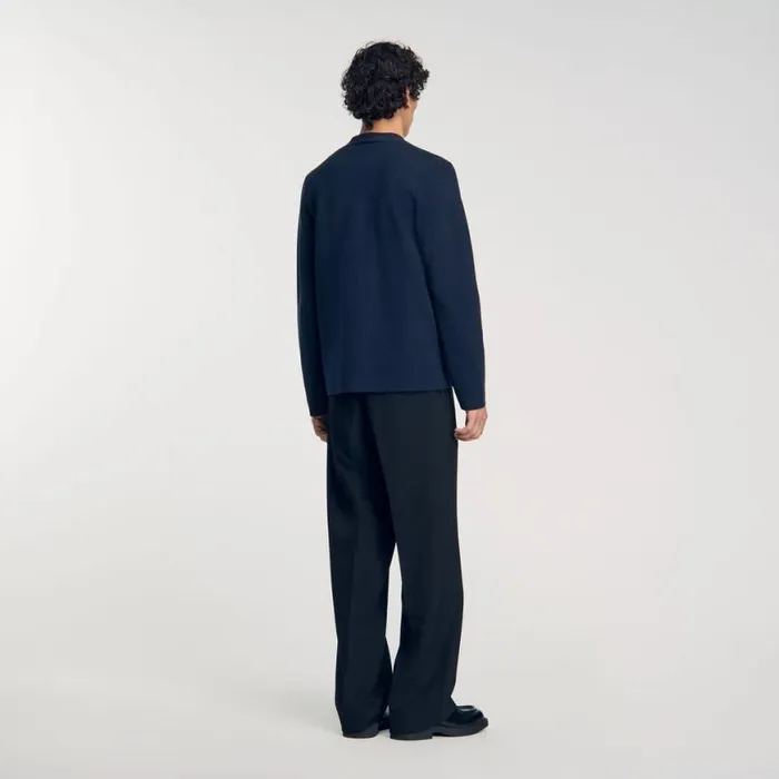 Men Sweaters and Cardigans SANDRO Cardigan With Flower Detail Blue Prusse