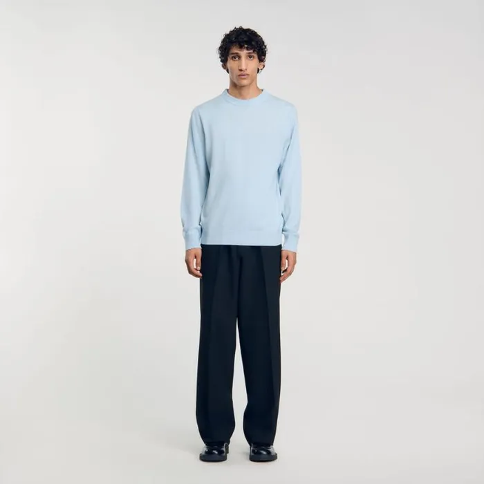 Men Sweaters and Cardigans SANDRO Cashmere Sweater Baby Blue Men Sweaters and Cardigans SANDRO Cashmere Sweater Baby Blue