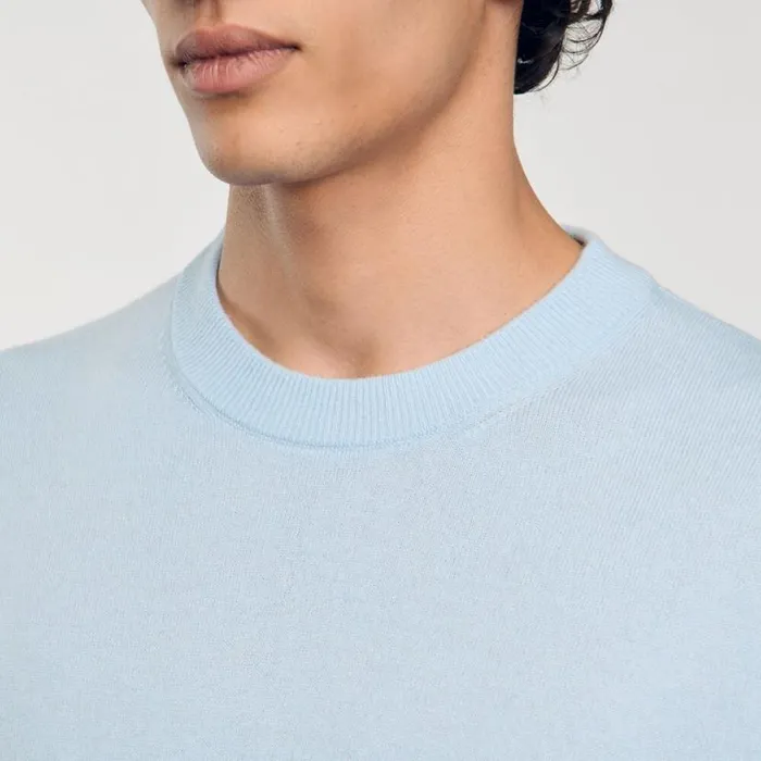 Men Sweaters and Cardigans SANDRO Cashmere Sweater Baby Blue Men Sweaters and Cardigans SANDRO Cashmere Sweater Baby Blue