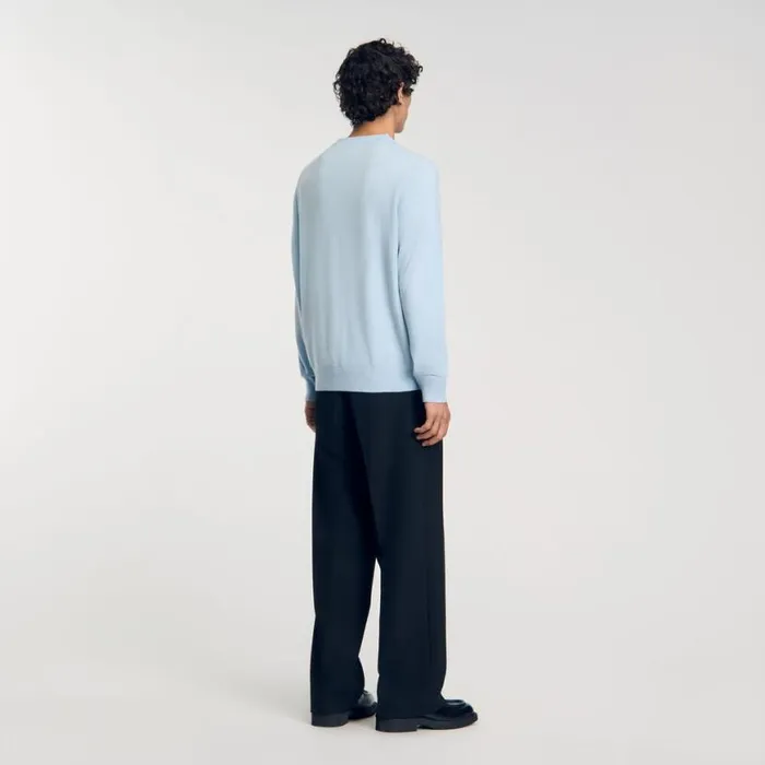 Men Sweaters and Cardigans SANDRO Cashmere Sweater Baby Blue Men Sweaters and Cardigans SANDRO Cashmere Sweater Baby Blue