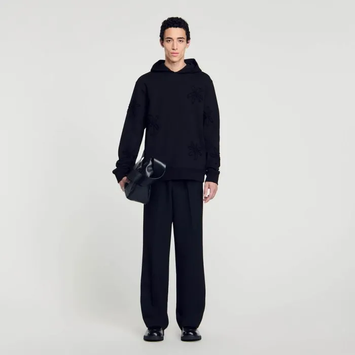Men Sweaters and Cardigans SANDRO Floral Hoodie Black