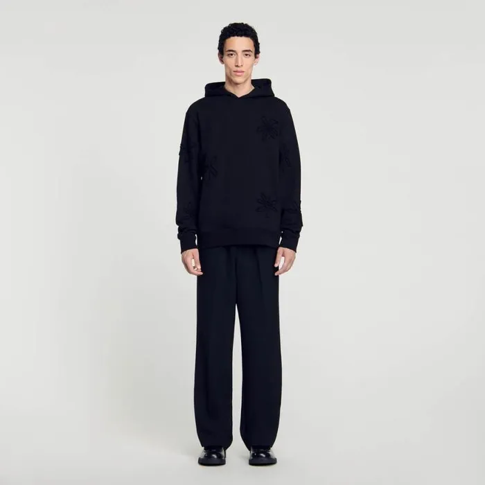 Men Sweaters and Cardigans SANDRO Floral Hoodie Black