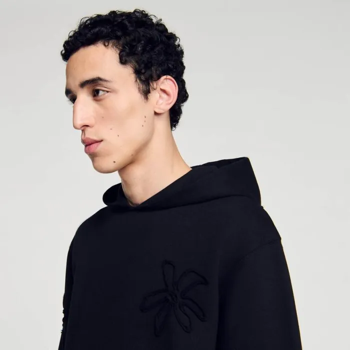 Men Sweaters and Cardigans SANDRO Floral Hoodie Black