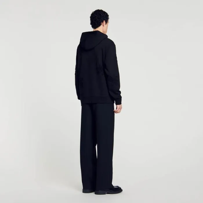 Men Sweaters and Cardigans SANDRO Floral Hoodie Black