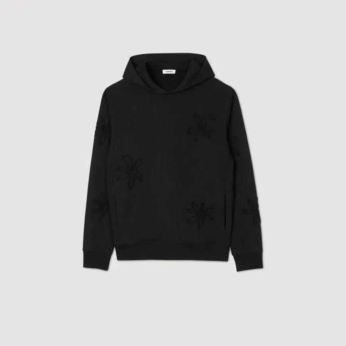 Men Sweaters and Cardigans SANDRO Floral Hoodie Black