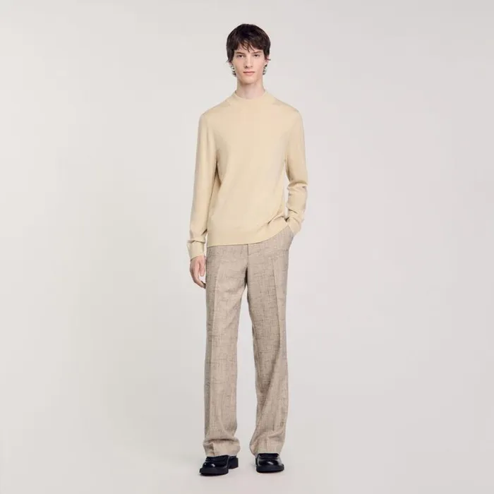 Men Sweaters and Cardigans SANDRO Funnel Neck Sweater Cream