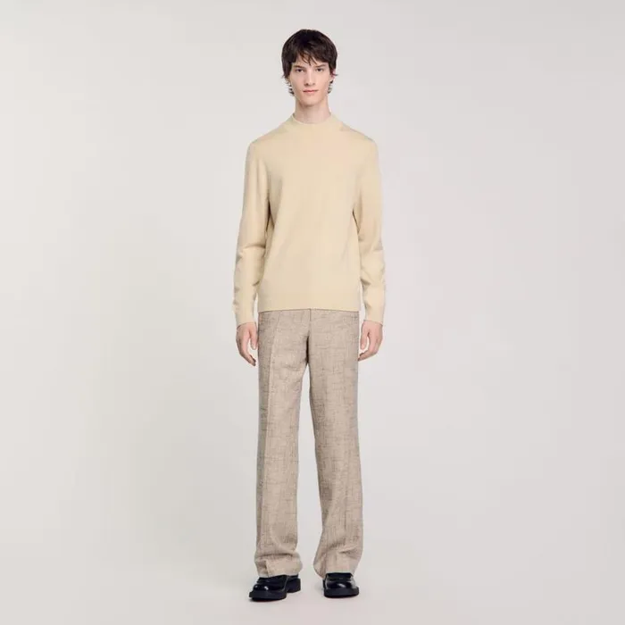 Men Sweaters and Cardigans SANDRO Funnel Neck Sweater Cream