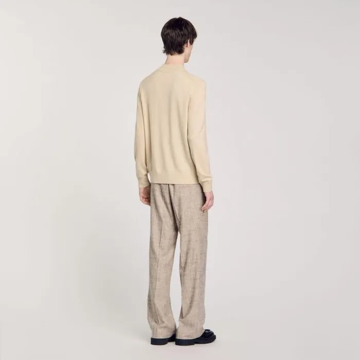 Men Sweaters and Cardigans SANDRO Funnel Neck Sweater Cream