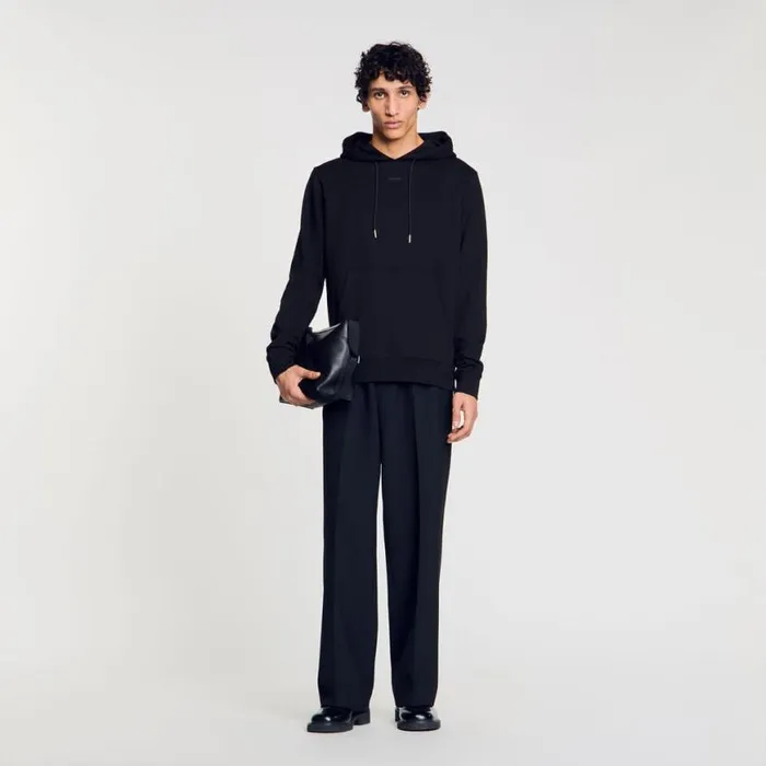 Men Sweaters and Cardigans SANDRO Logo Hoodie Black